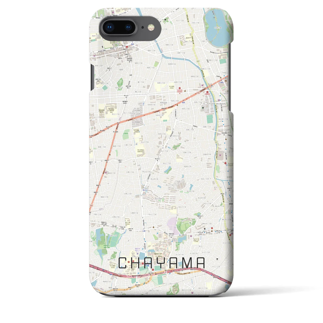 【茶山(福岡県)】地図柄iPhoneケース(バックカバータイプ)