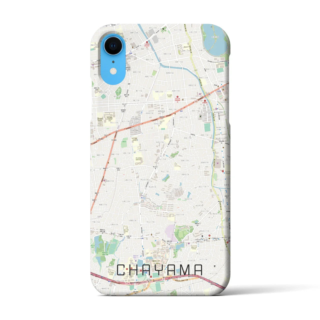 【茶山(福岡県)】地図柄iPhoneケース(バックカバータイプ)