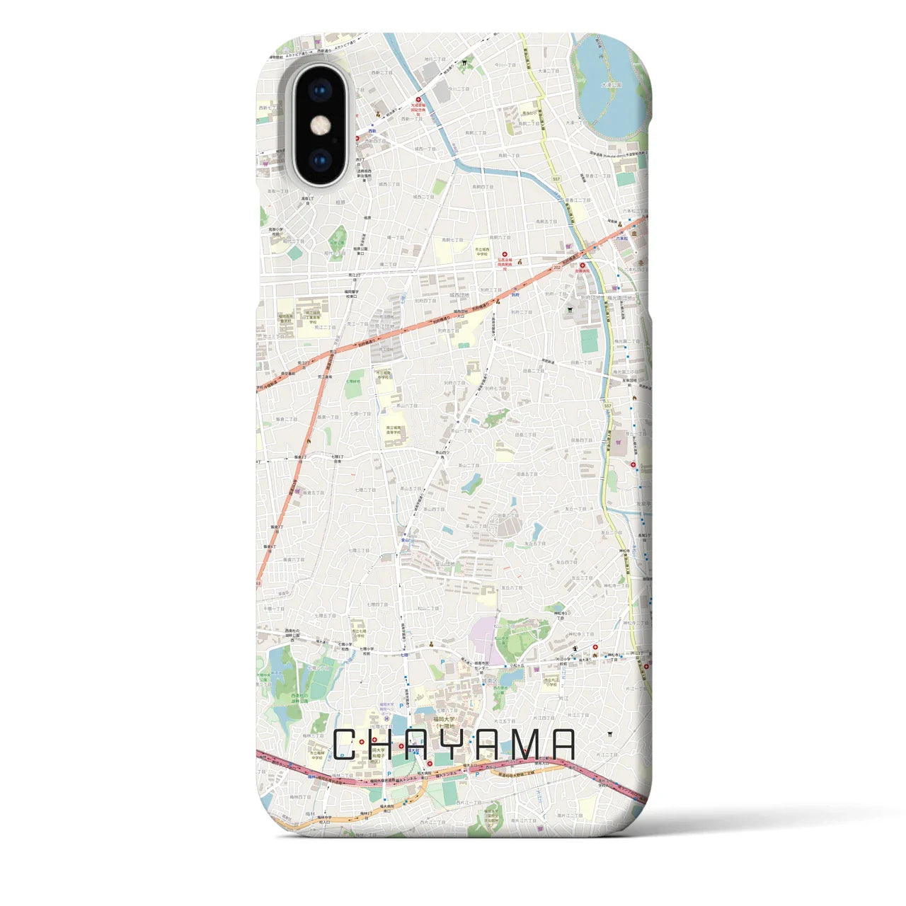 【茶山(福岡県)】地図柄iPhoneケース(バックカバータイプ)