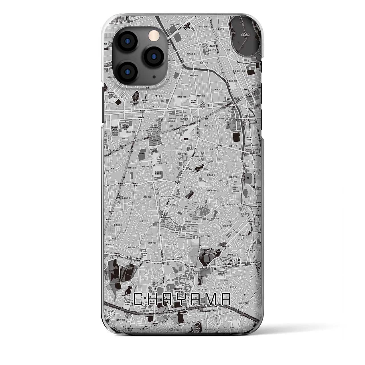 【茶山(福岡県)】地図柄iPhoneケース(クリアタイプ)モノトーン・iPhone 11 Pro Max 用