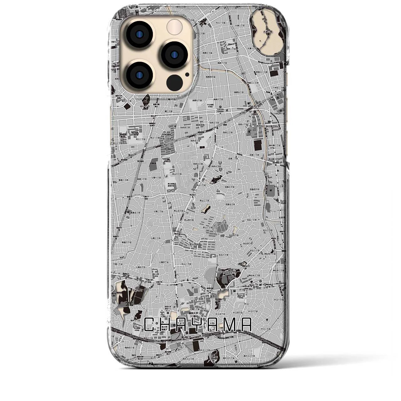 【茶山(福岡県)】地図柄iPhoneケース(クリアタイプ)モノトーン・iPhone 12 Pro Max 用