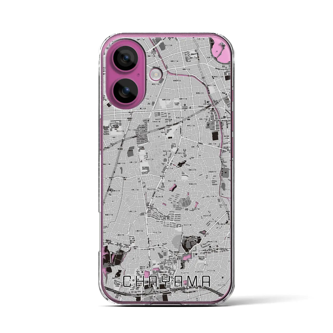 【茶山(福岡県)】地図柄iPhoneケース(クリアタイプ)モノトーン・iPhone 16 Pro 用