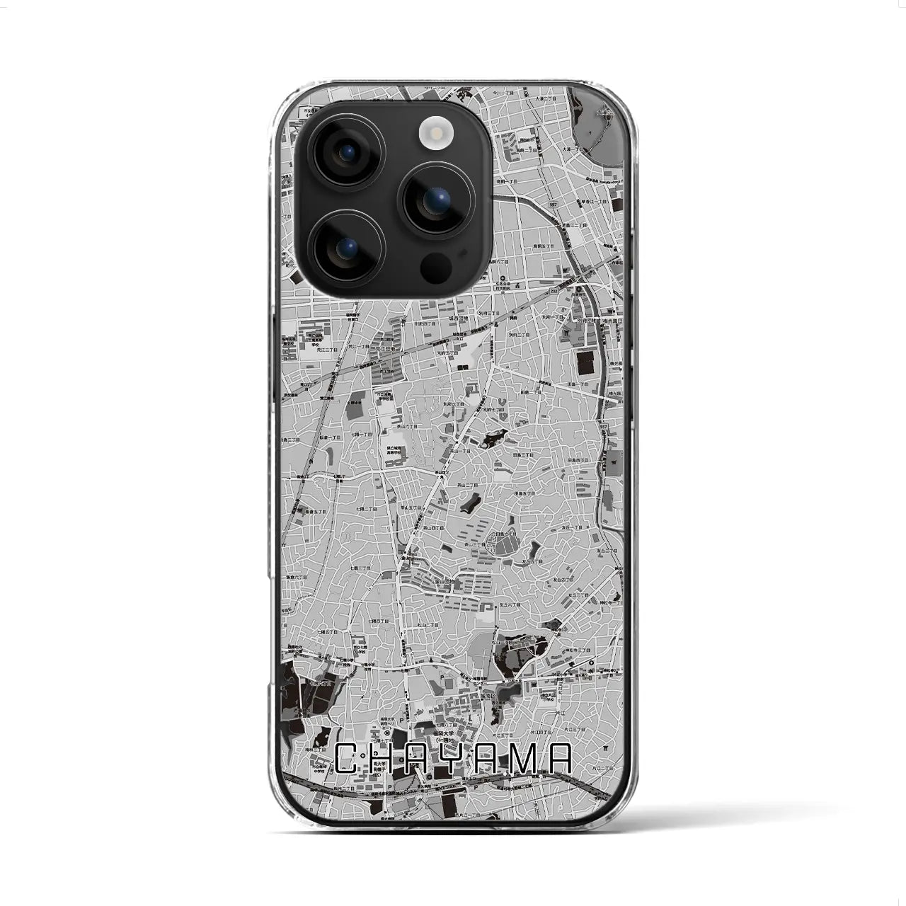 【茶山(福岡県)】地図柄iPhoneケース(クリアタイプ)モノトーン・iPhone 16 用