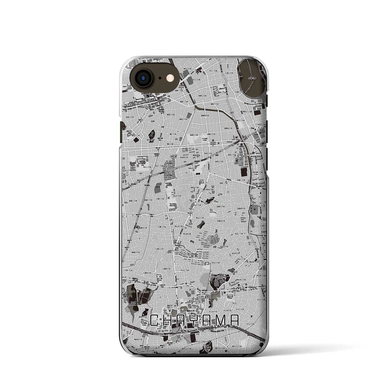 【茶山(福岡県)】地図柄iPhoneケース(クリアタイプ)モノトーン・iPhone SE(第3 / 第2世代) / 8 / 7 / 6s / 6 用