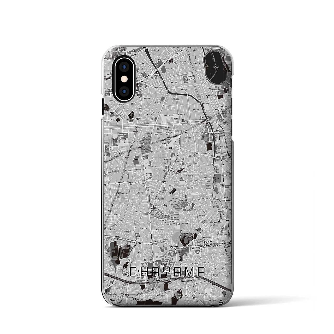 【茶山(福岡県)】地図柄iPhoneケース(クリアタイプ)モノトーン・iPhone XS / X 用