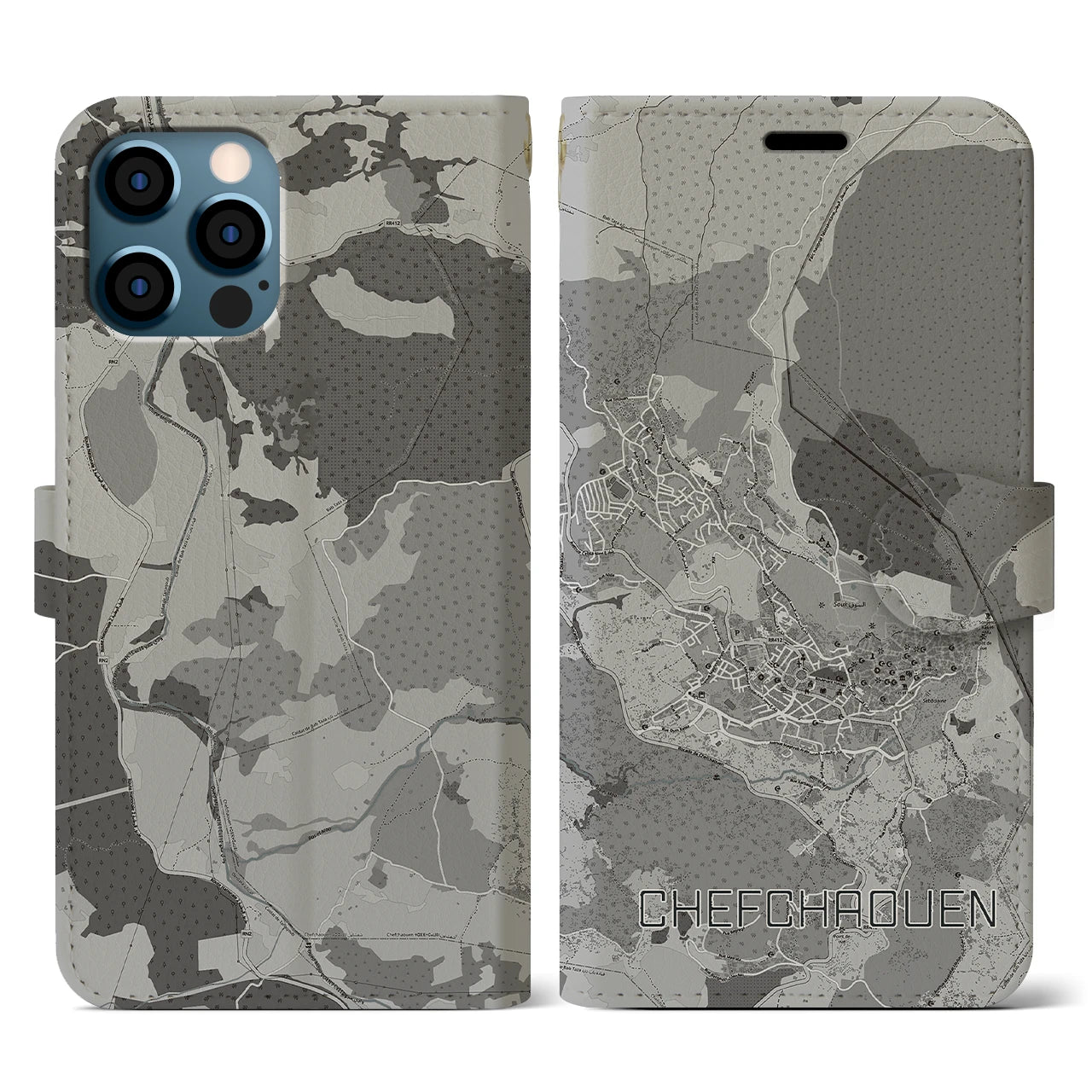 【シャウエン(モロッコ)】地図柄iPhoneケース(手帳タイプ)