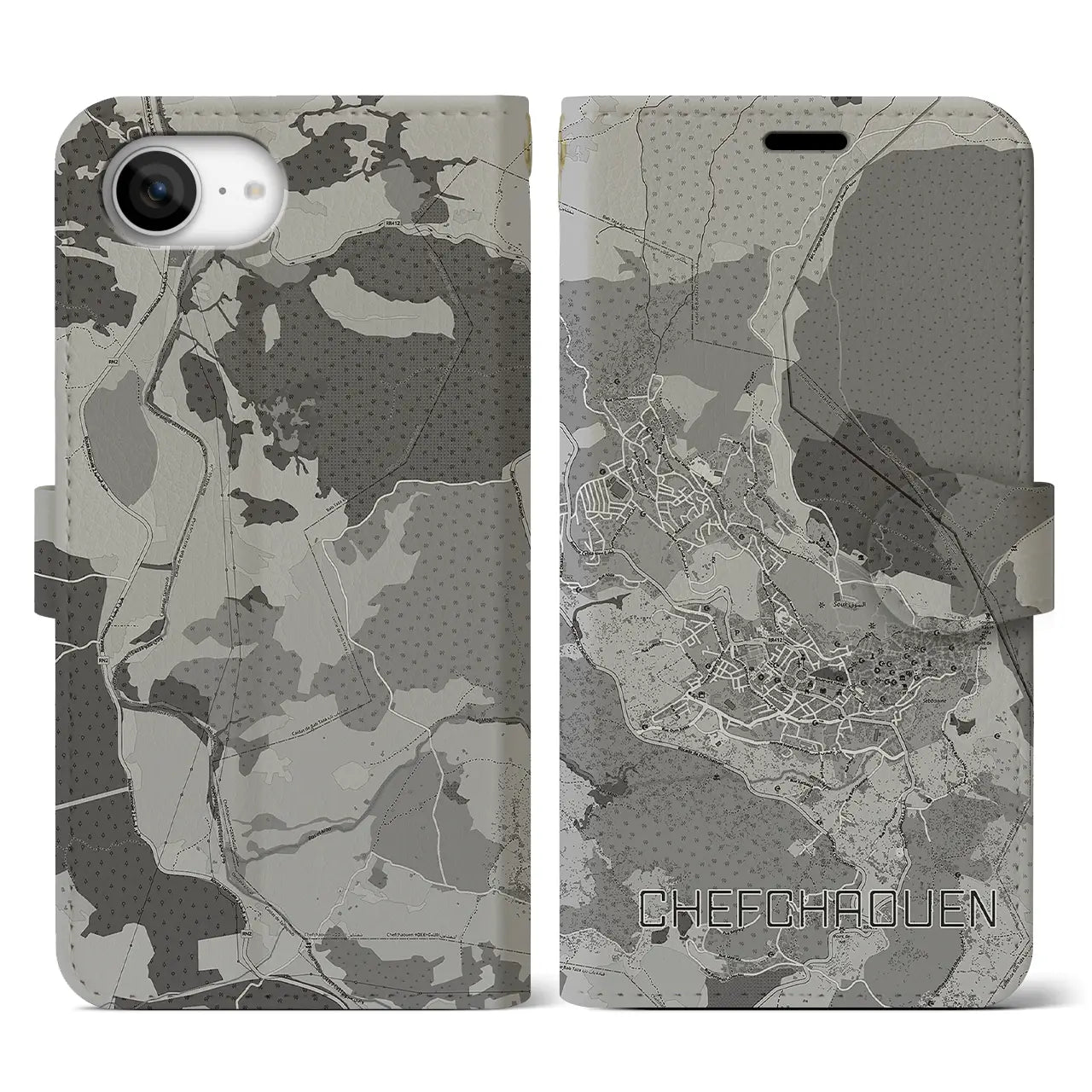 【シャウエン(モロッコ)】地図柄iPhoneケース(手帳タイプ)