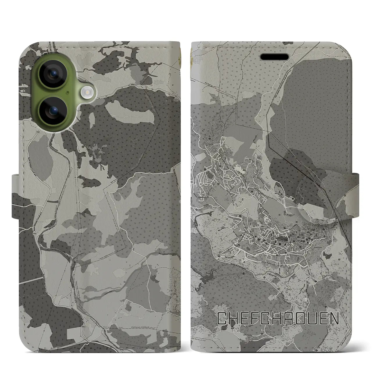 【シャウエン(モロッコ)】地図柄iPhoneケース(手帳タイプ)