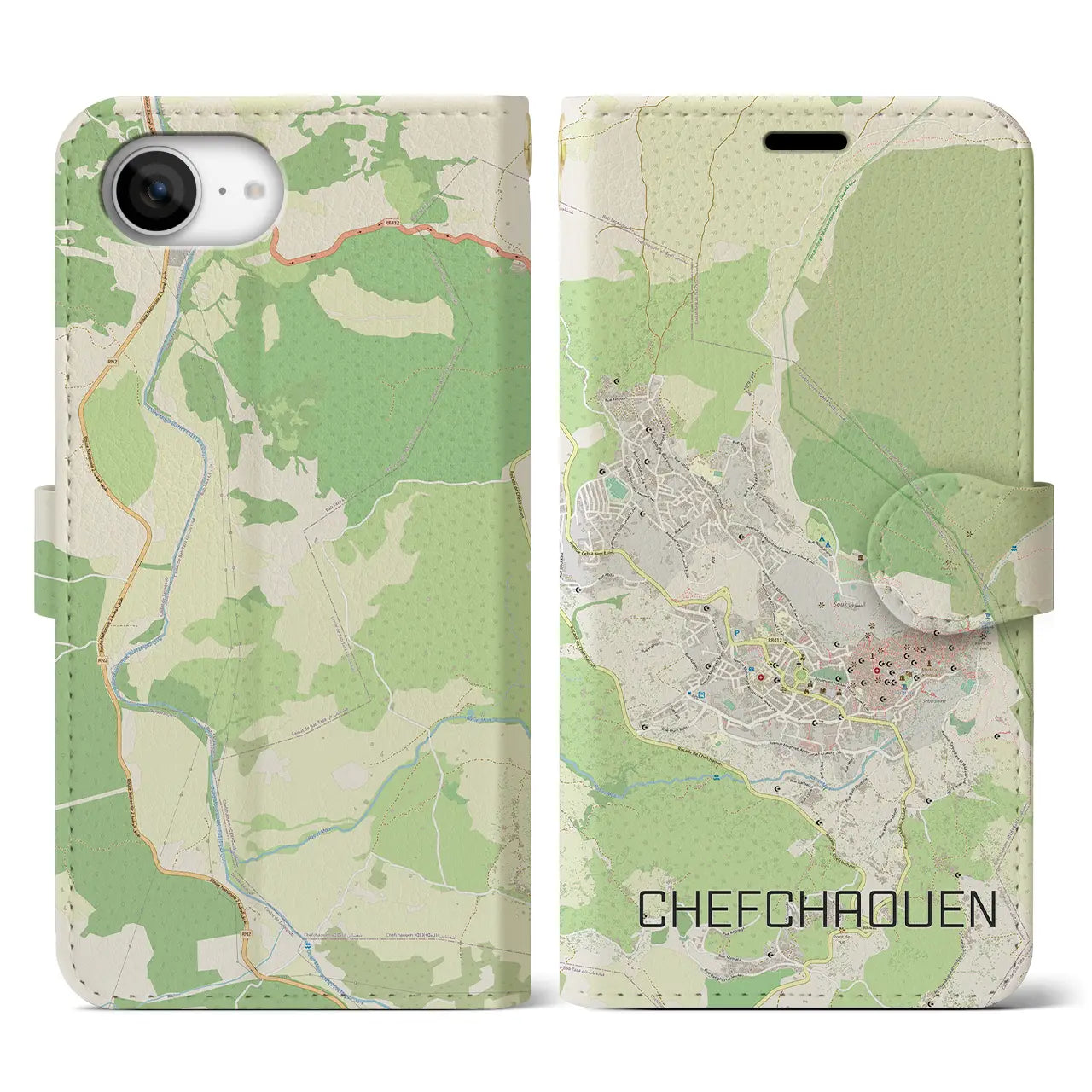 【シャウエン(モロッコ)】地図柄iPhoneケース(手帳タイプ)