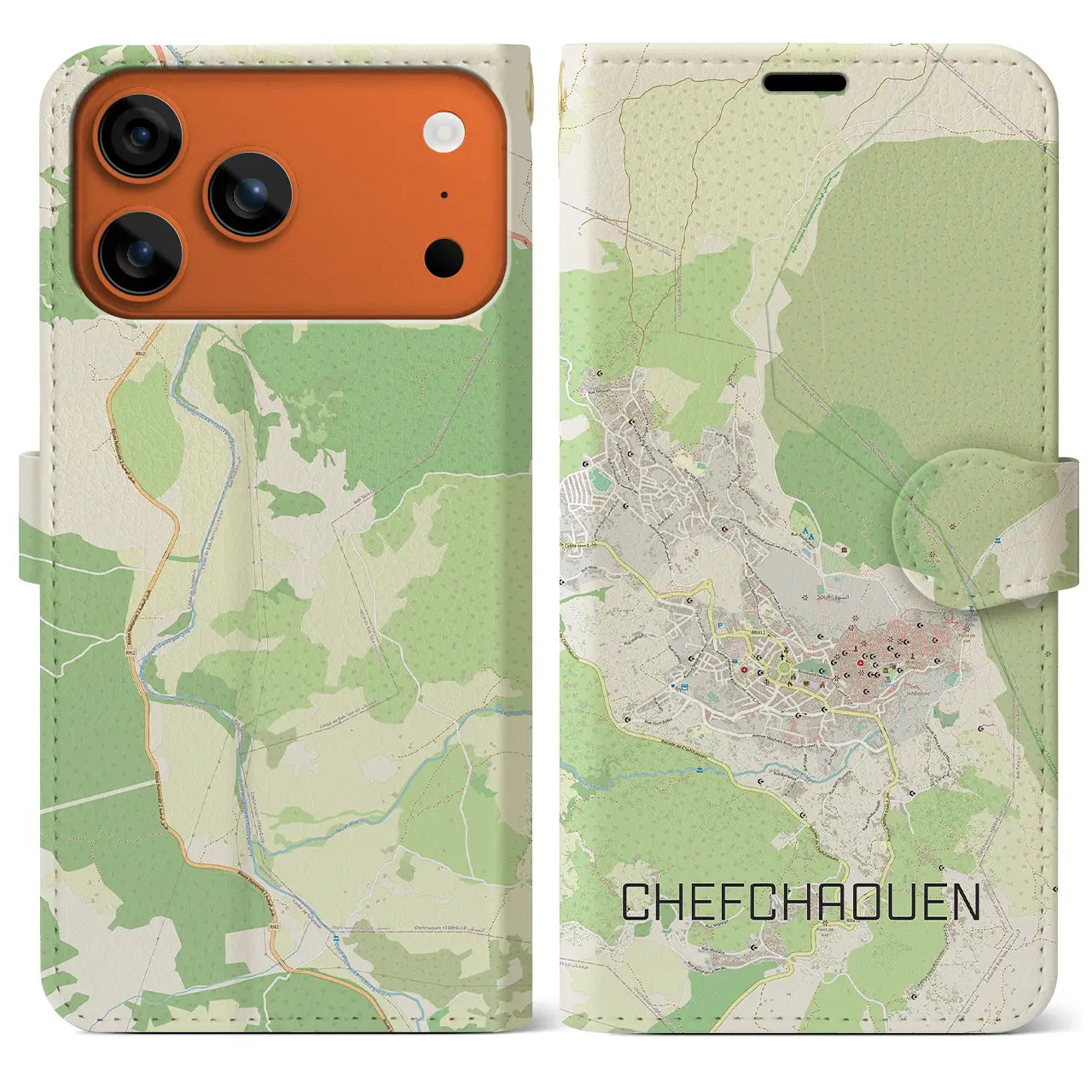 【シャウエン(モロッコ)】地図柄iPhoneケース(手帳タイプ)