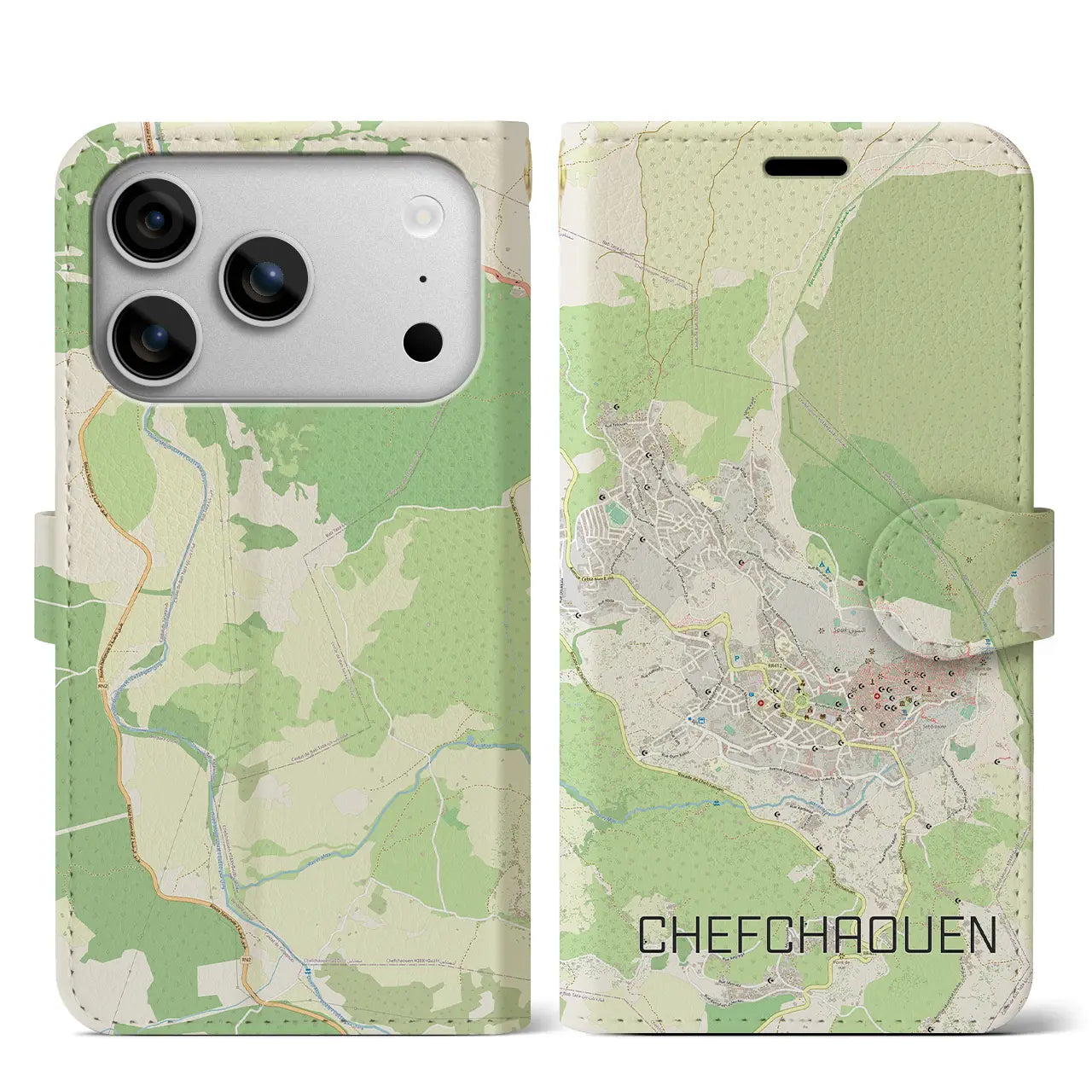 【シャウエン(モロッコ)】地図柄iPhoneケース(手帳タイプ)