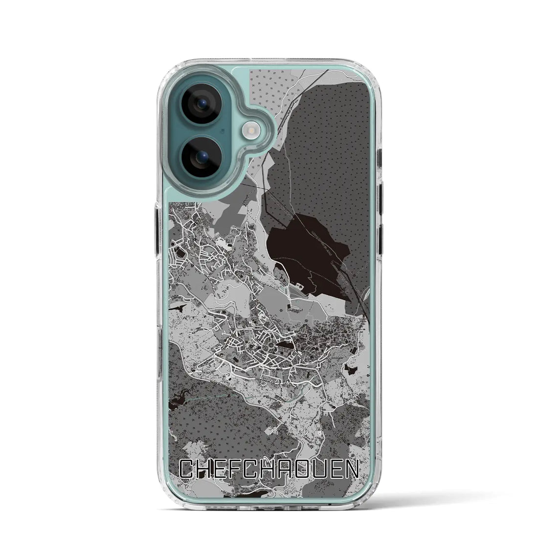 【シャウエン(モロッコ)】地図柄iPhoneケース(MagSafeタイプ)モノトーン・iPhone 16 Pro 用