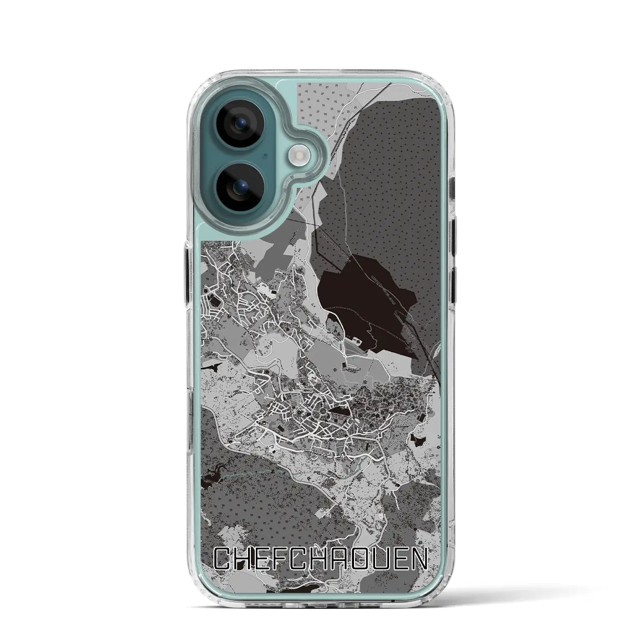 【シャウエン(モロッコ)】地図柄iPhoneケース(MagSafeタイプ)モノトーン・iPhone 16 Pro 用