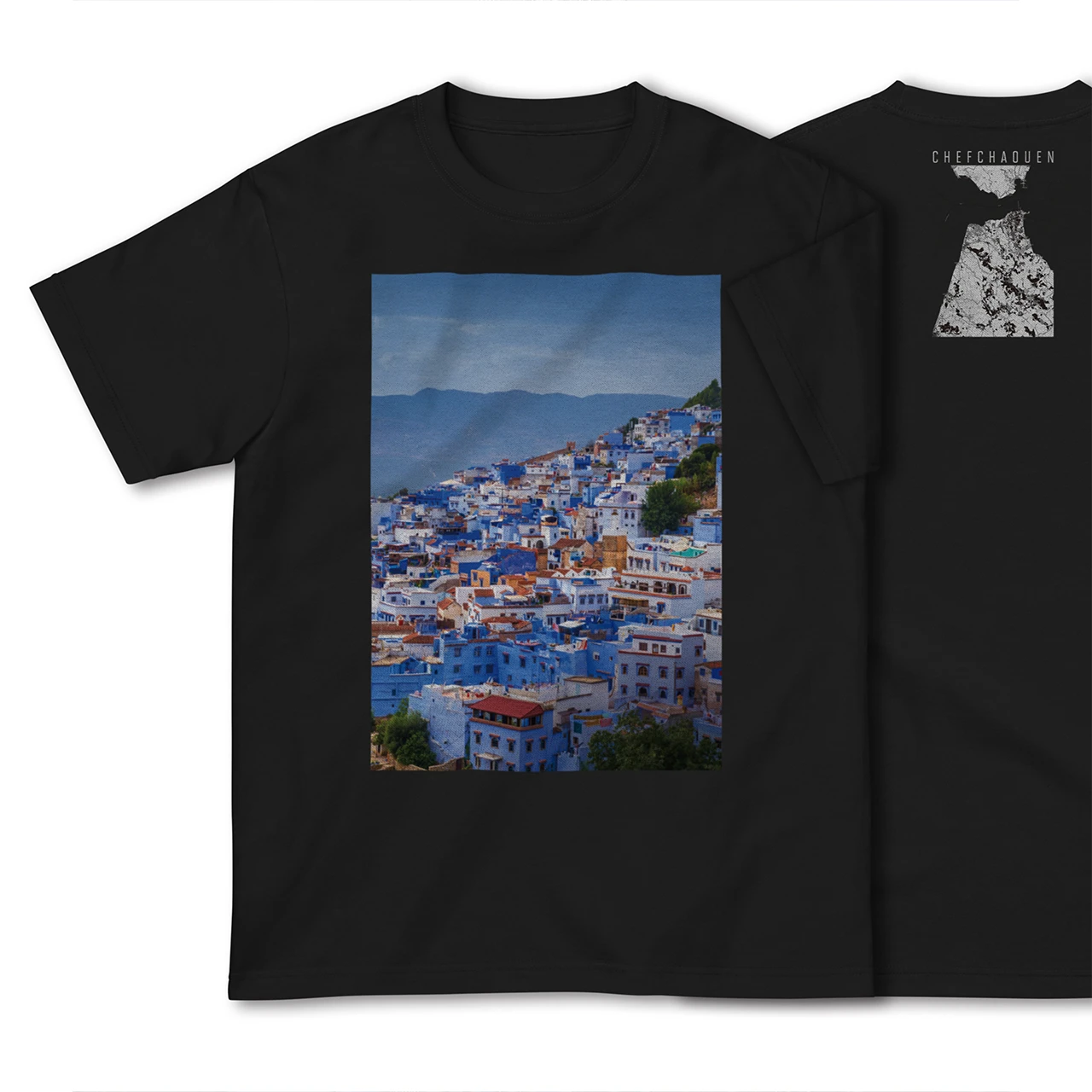 【シャウエン(モロッコ)】Map World ハイクオリティTシャツ