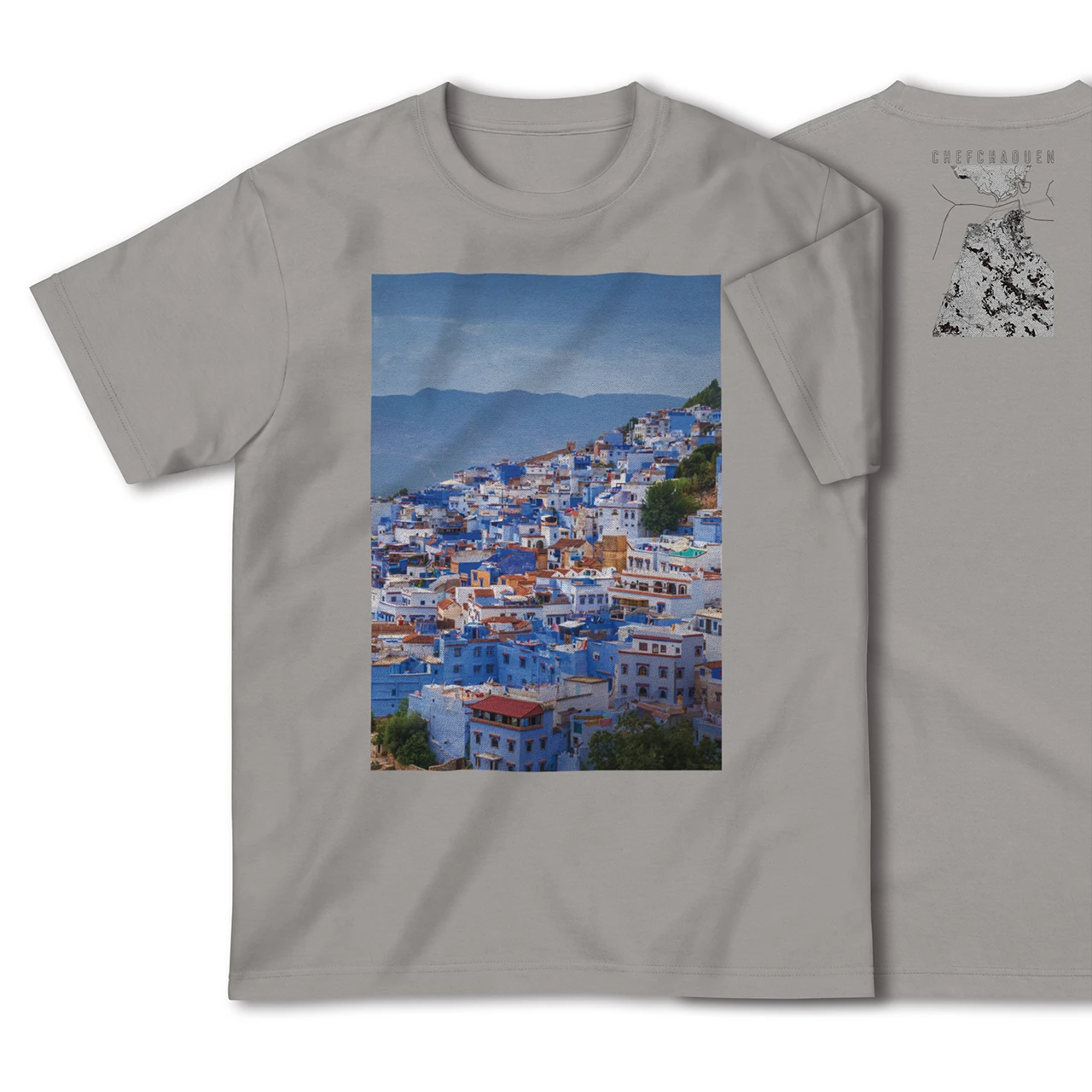 【シャウエン(モロッコ)】Map World ハイクオリティTシャツ