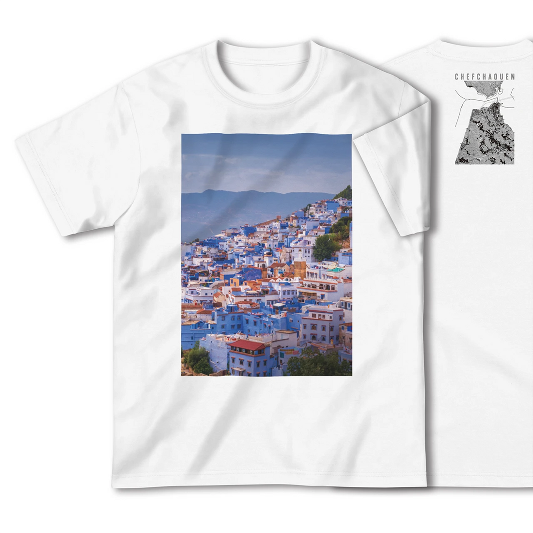 【シャウエン(モロッコ)】Map World ハイクオリティTシャツ