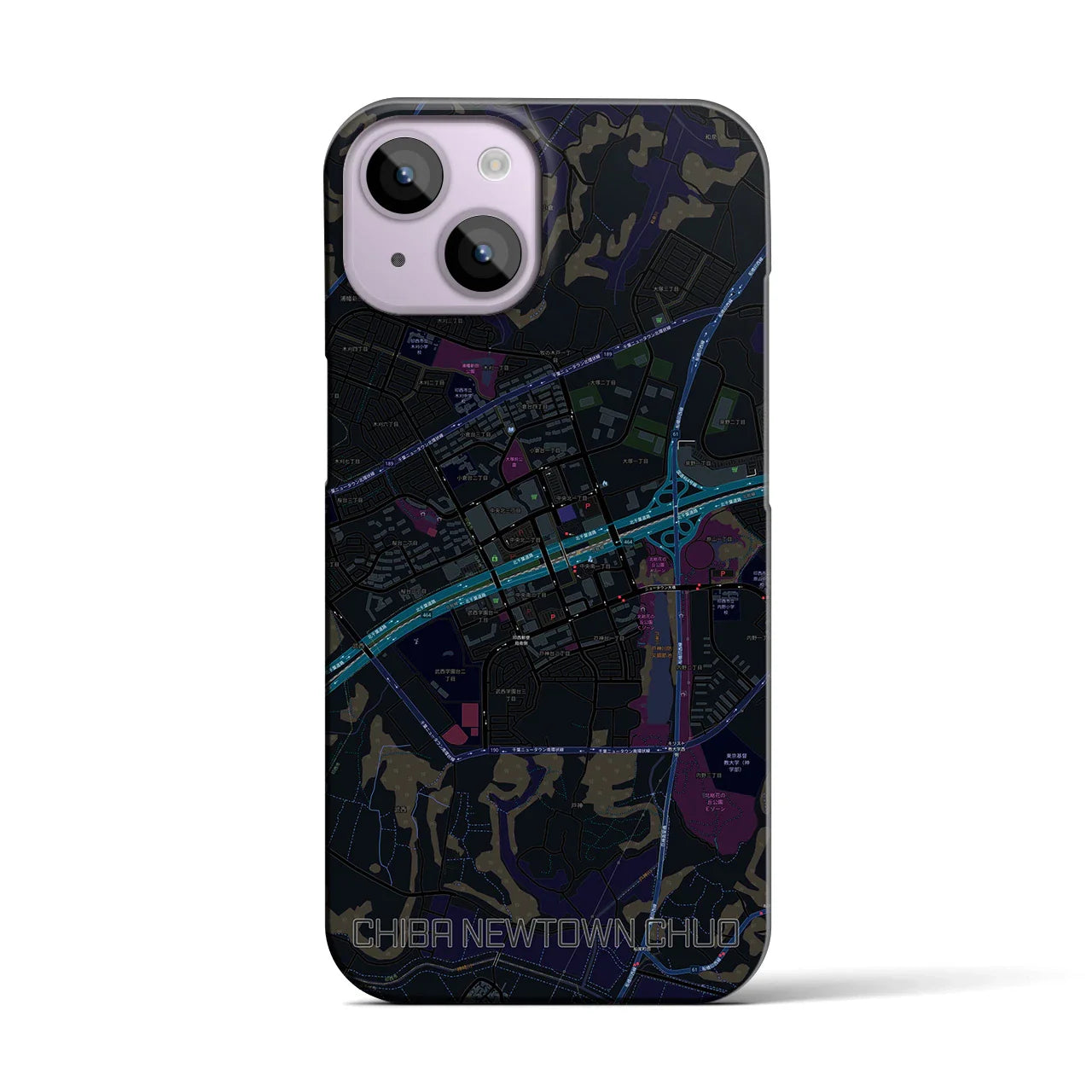 【千葉ニュータウン中央(千葉県)】地図柄iPhoneケース(バックカバータイプ)