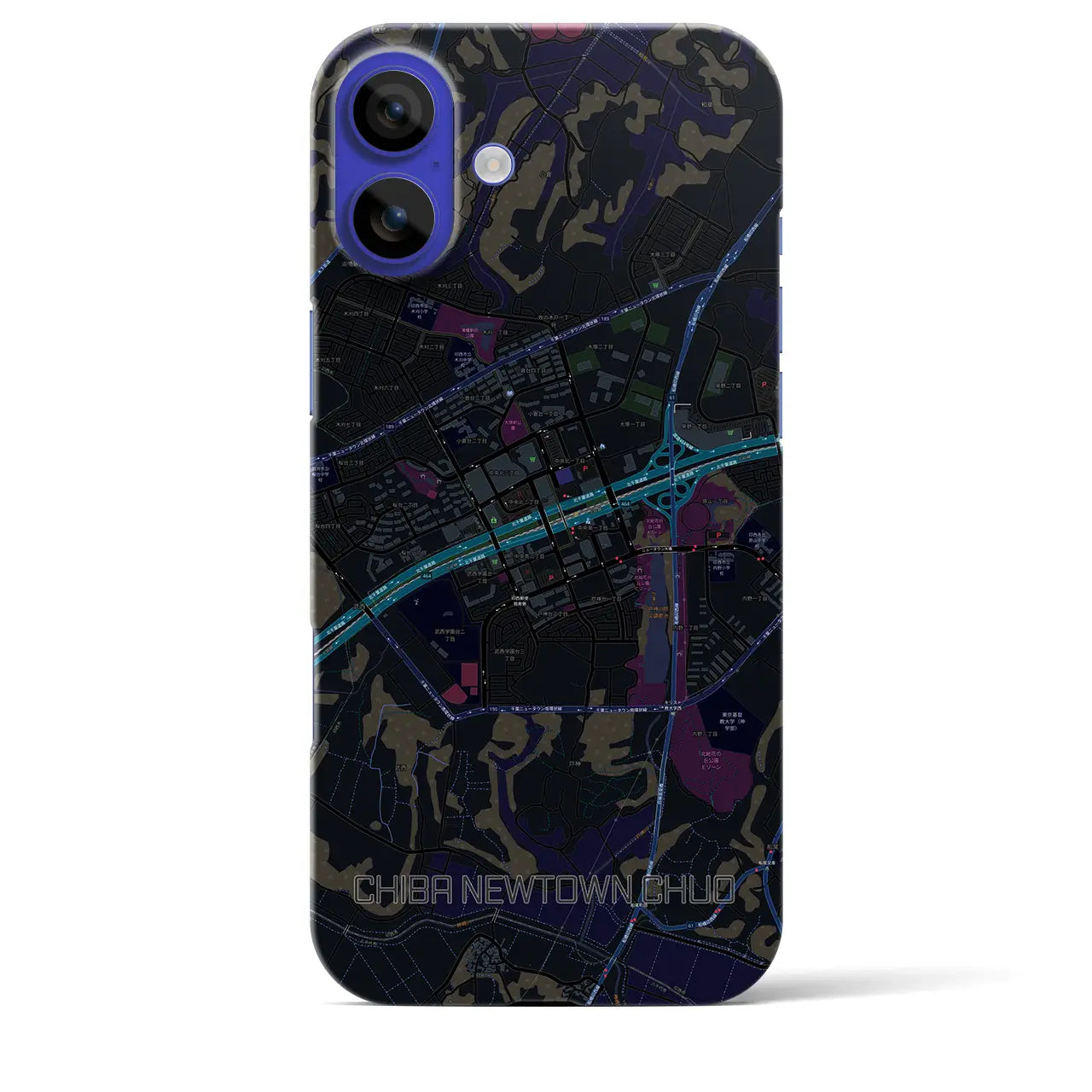 【千葉ニュータウン中央(千葉県)】地図柄iPhoneケース(バックカバータイプ)