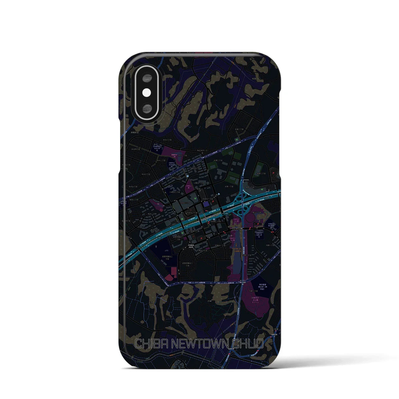 【千葉ニュータウン中央(千葉県)】地図柄iPhoneケース(バックカバータイプ)