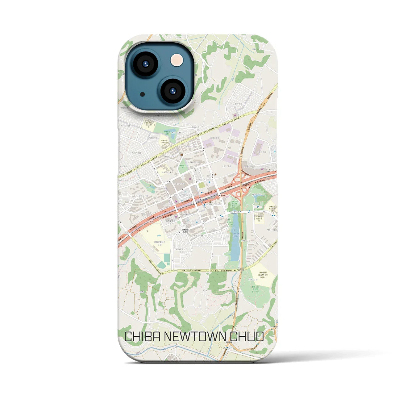 【千葉ニュータウン中央(千葉県)】地図柄iPhoneケース(バックカバータイプ)