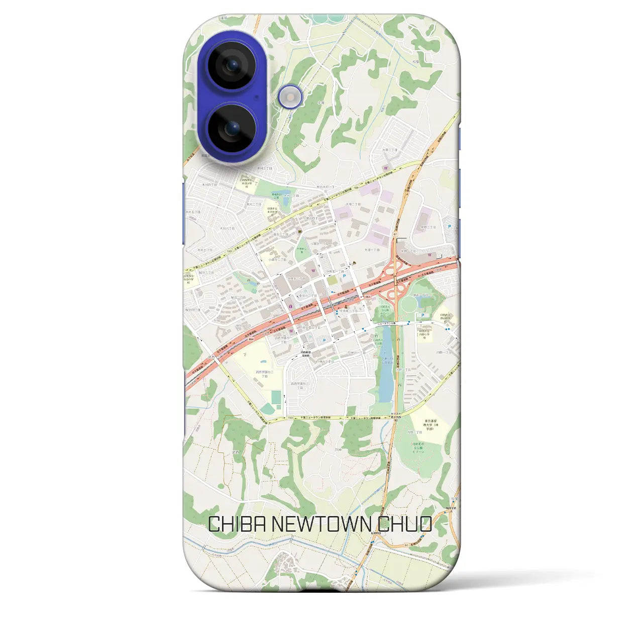 【千葉ニュータウン中央(千葉県)】地図柄iPhoneケース(バックカバータイプ)ブラック・iPhone 16 Pro Max 用
