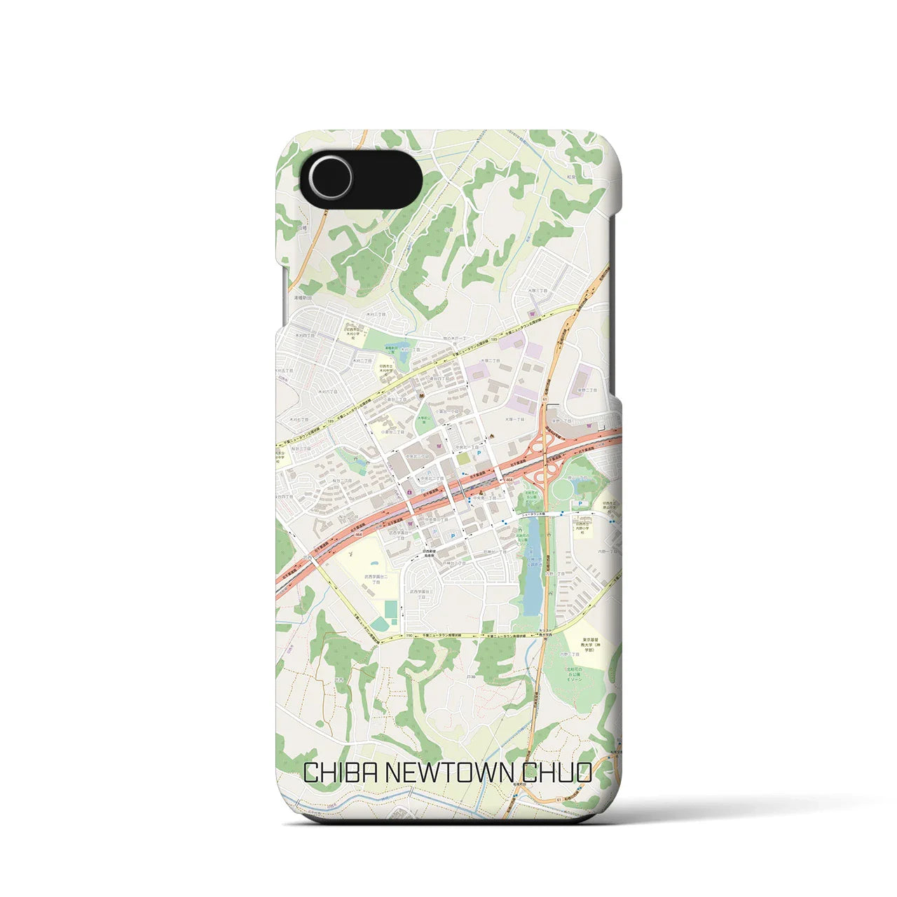 【千葉ニュータウン中央(千葉県)】地図柄iPhoneケース(バックカバータイプ)