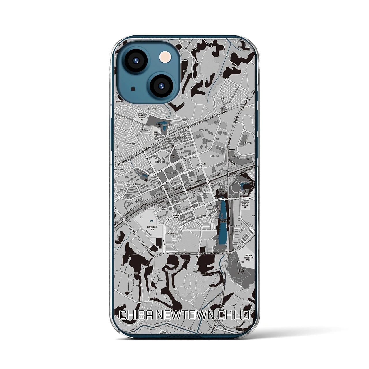 【千葉ニュータウン中央(千葉県)】地図柄iPhoneケース(クリアタイプ)