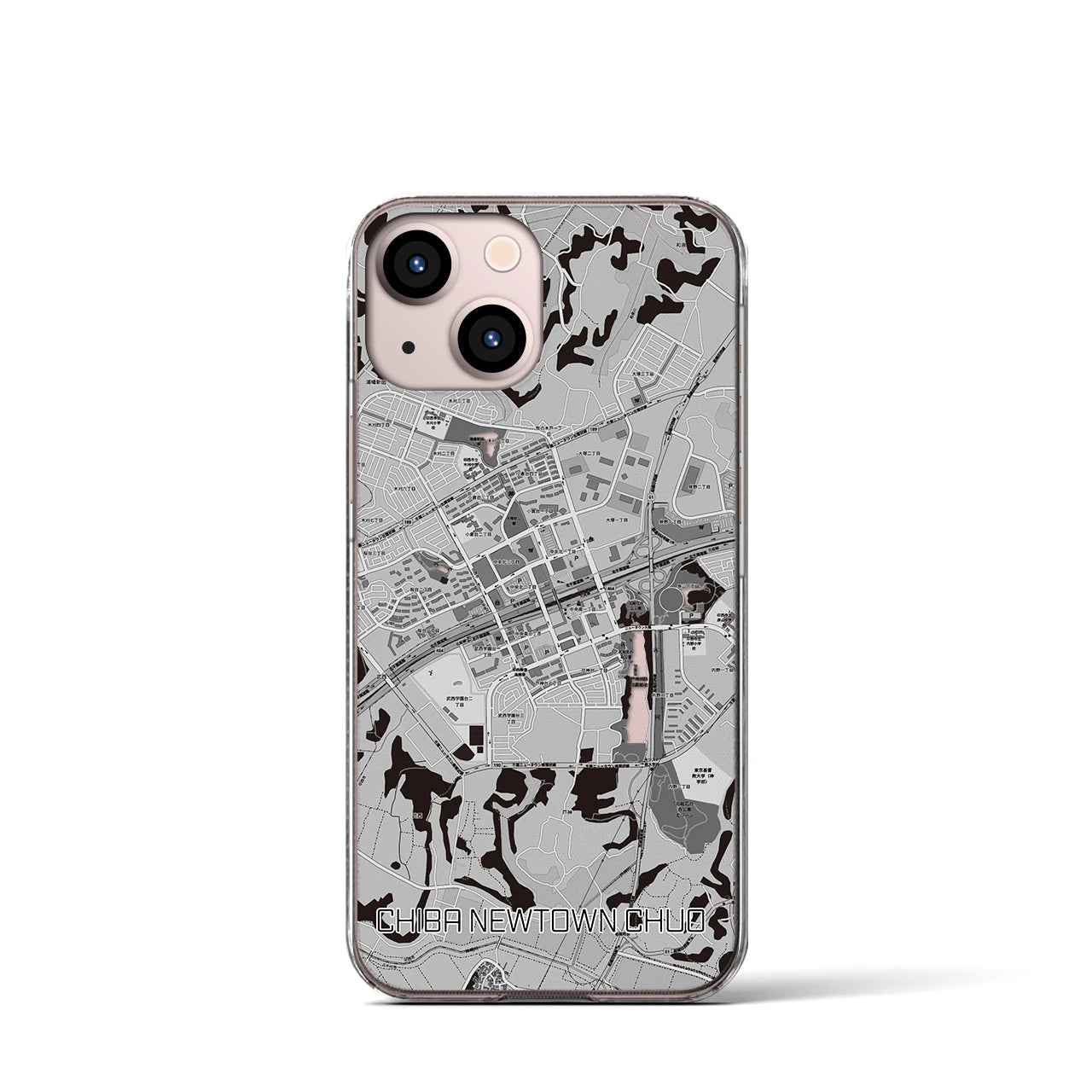 【千葉ニュータウン中央(千葉県)】地図柄iPhoneケース(クリアタイプ)