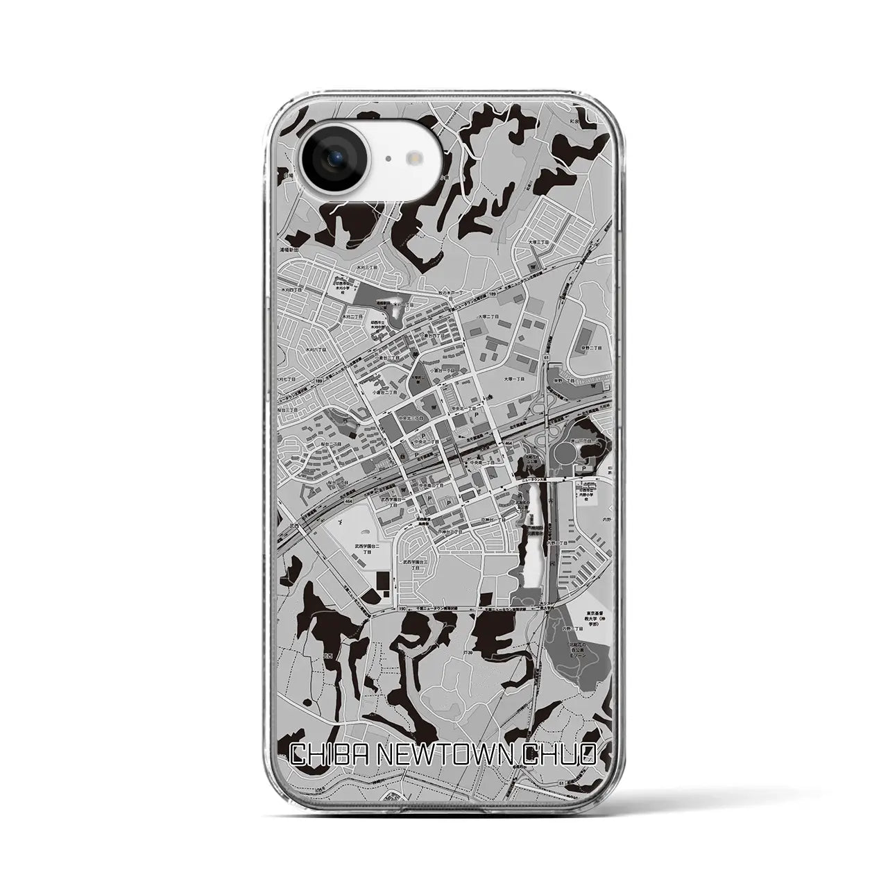 【千葉ニュータウン中央(千葉県)】地図柄iPhoneケース(クリアタイプ)