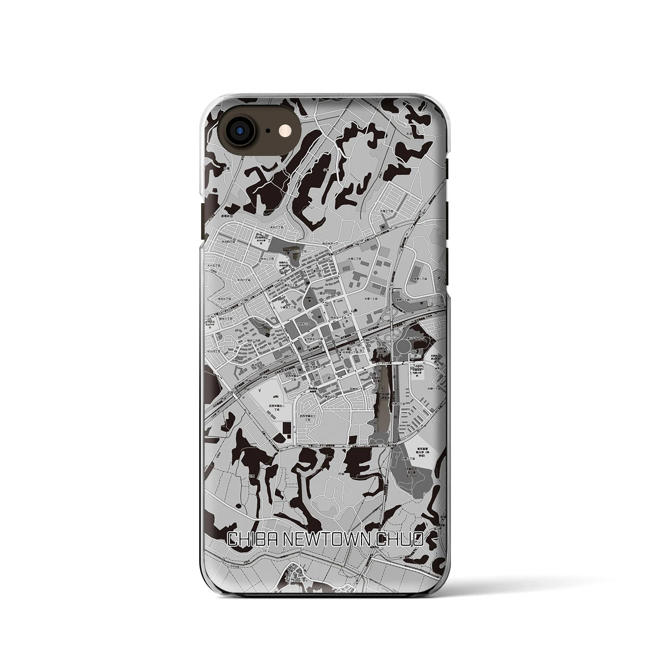 【千葉ニュータウン中央(千葉県)】地図柄iPhoneケース(クリアタイプ)
