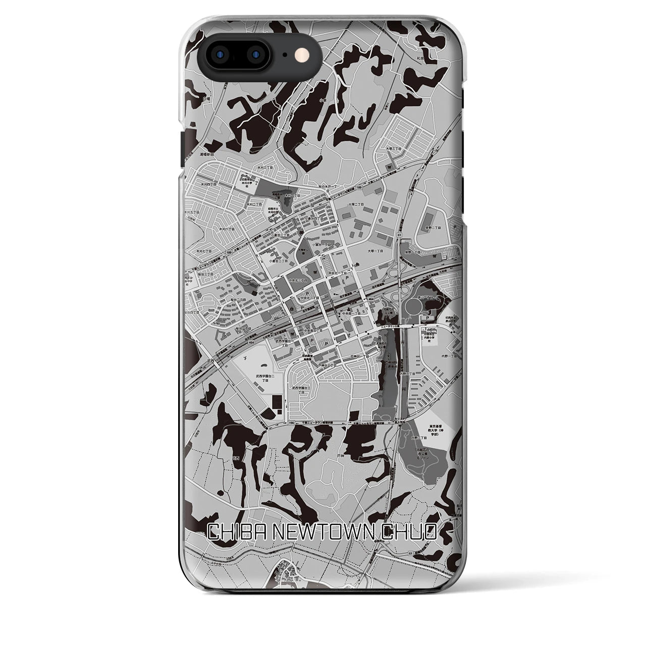 【千葉ニュータウン中央(千葉県)】地図柄iPhoneケース(クリアタイプ)
