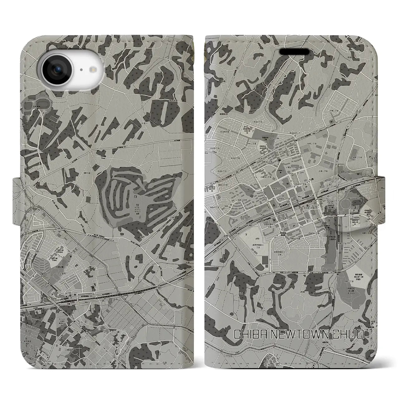 【千葉ニュータウン中央(千葉県)】地図柄iPhoneケース(手帳タイプ)