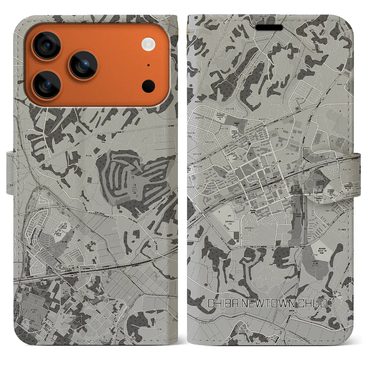 【千葉ニュータウン中央(千葉県)】地図柄iPhoneケース(手帳タイプ)