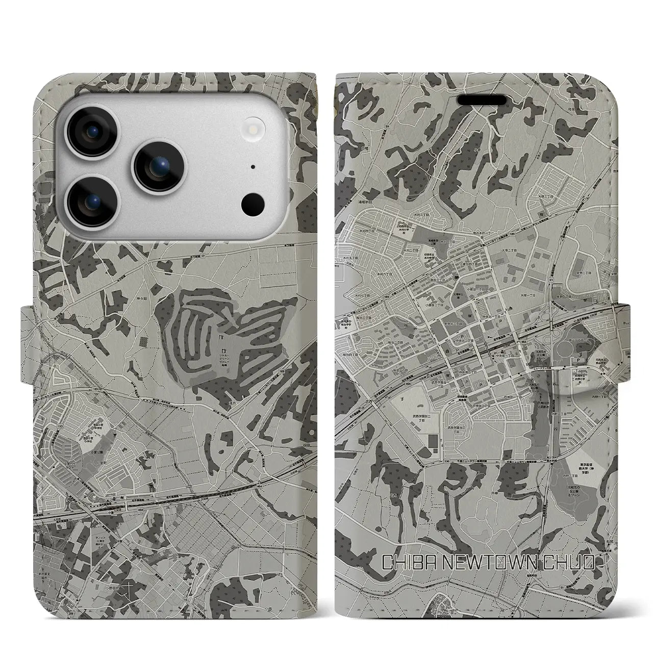 【千葉ニュータウン中央(千葉県)】地図柄iPhoneケース(手帳タイプ)