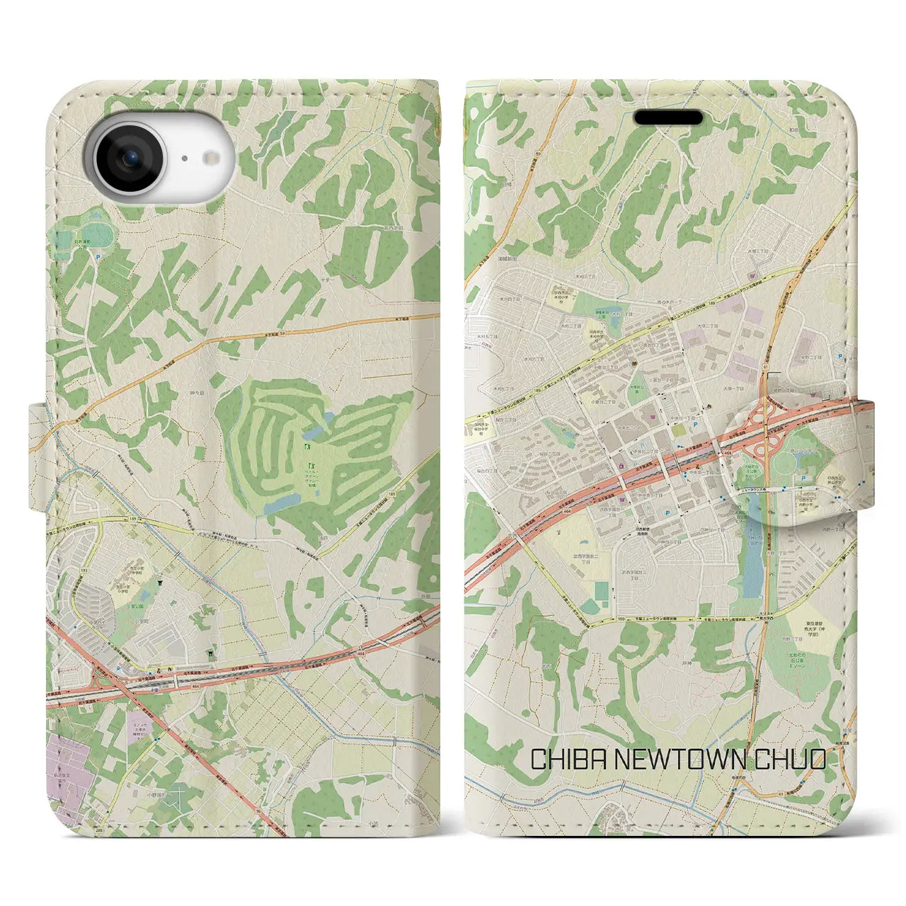 【千葉ニュータウン中央(千葉県)】地図柄iPhoneケース(手帳タイプ)