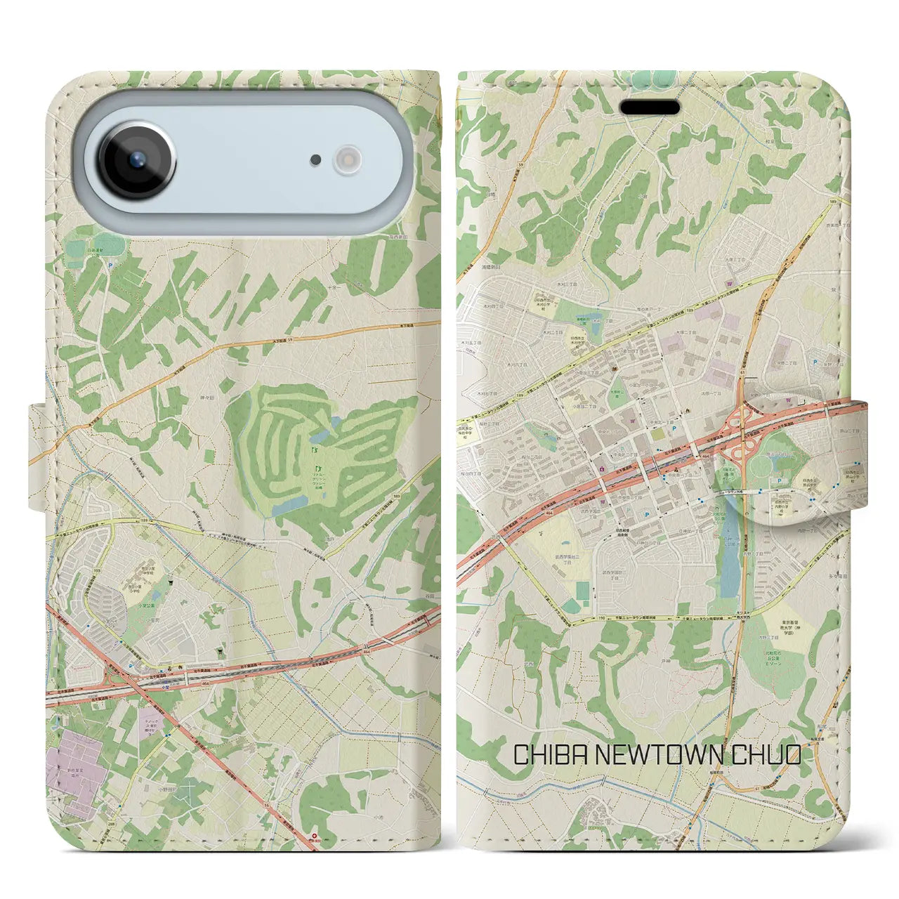 【千葉ニュータウン中央(千葉県)】地図柄iPhoneケース(手帳タイプ)