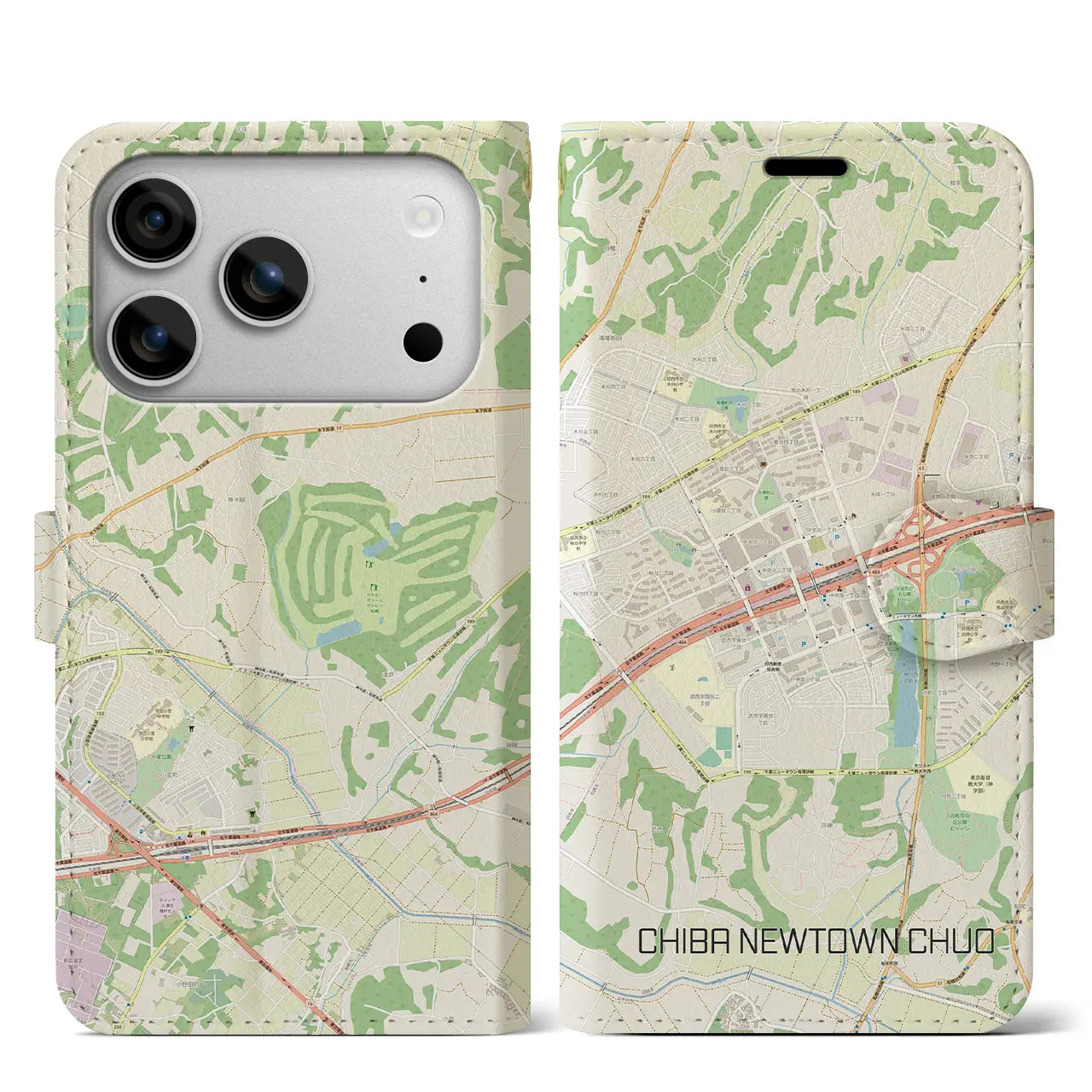 【千葉ニュータウン中央(千葉県)】地図柄iPhoneケース(手帳タイプ)