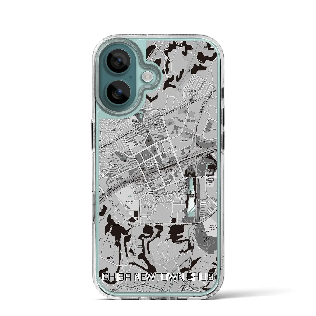 【千葉ニュータウン中央(千葉県)】地図柄iPhoneケース(MagSafeタイプ)モノトーン・iPhone 16 Pro 用