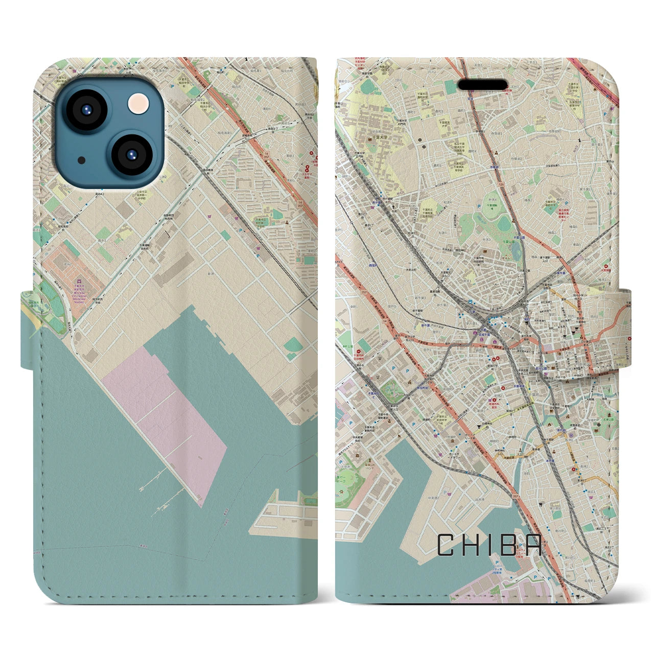 【千葉(千葉県)】地図柄iPhoneケース(手帳タイプ)