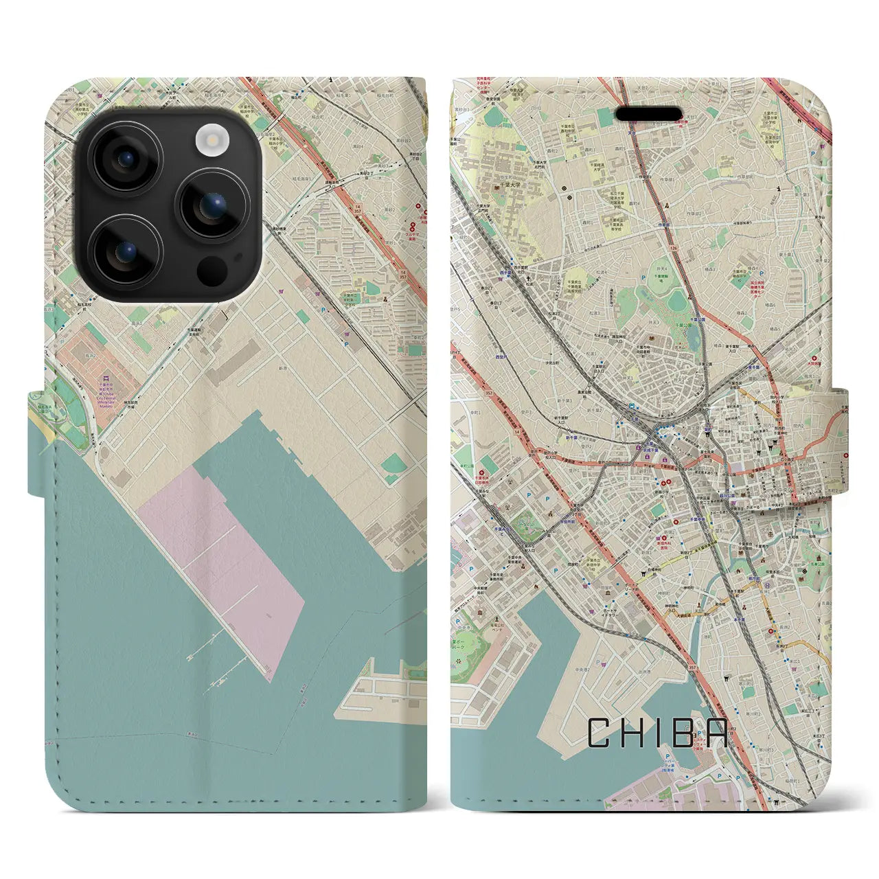 【千葉(千葉県)】地図柄iPhoneケース(手帳タイプ)ナチュラル・iPhone 16 用