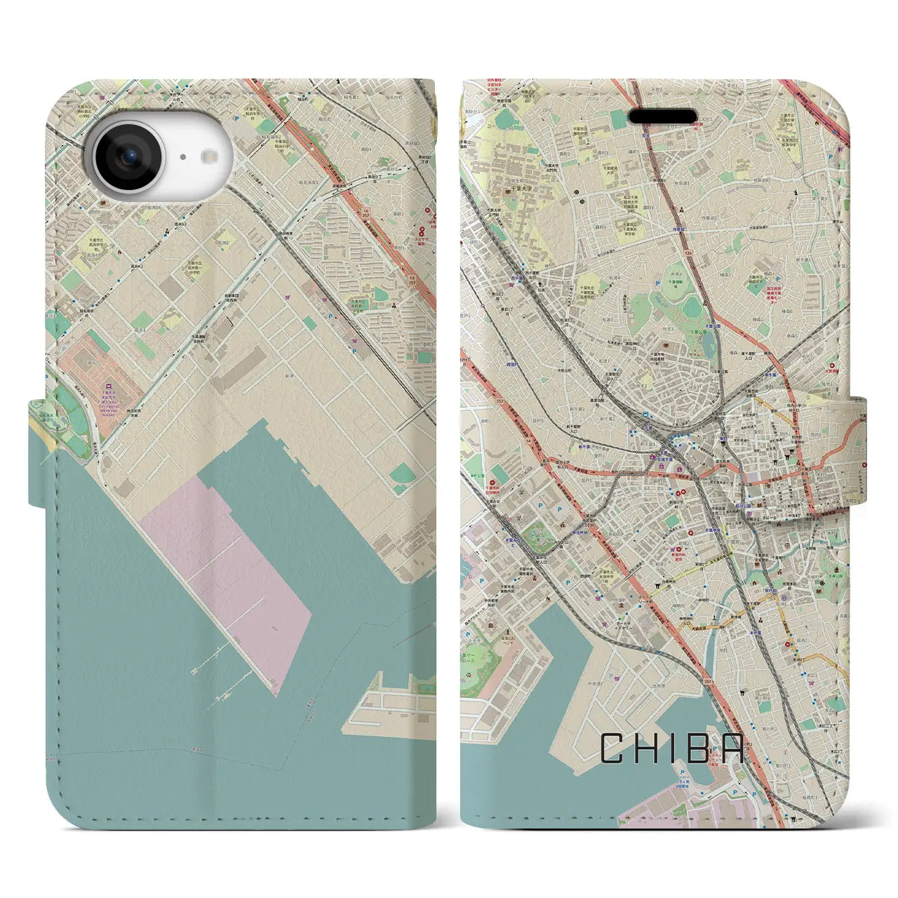 【千葉(千葉県)】地図柄iPhoneケース(手帳タイプ)