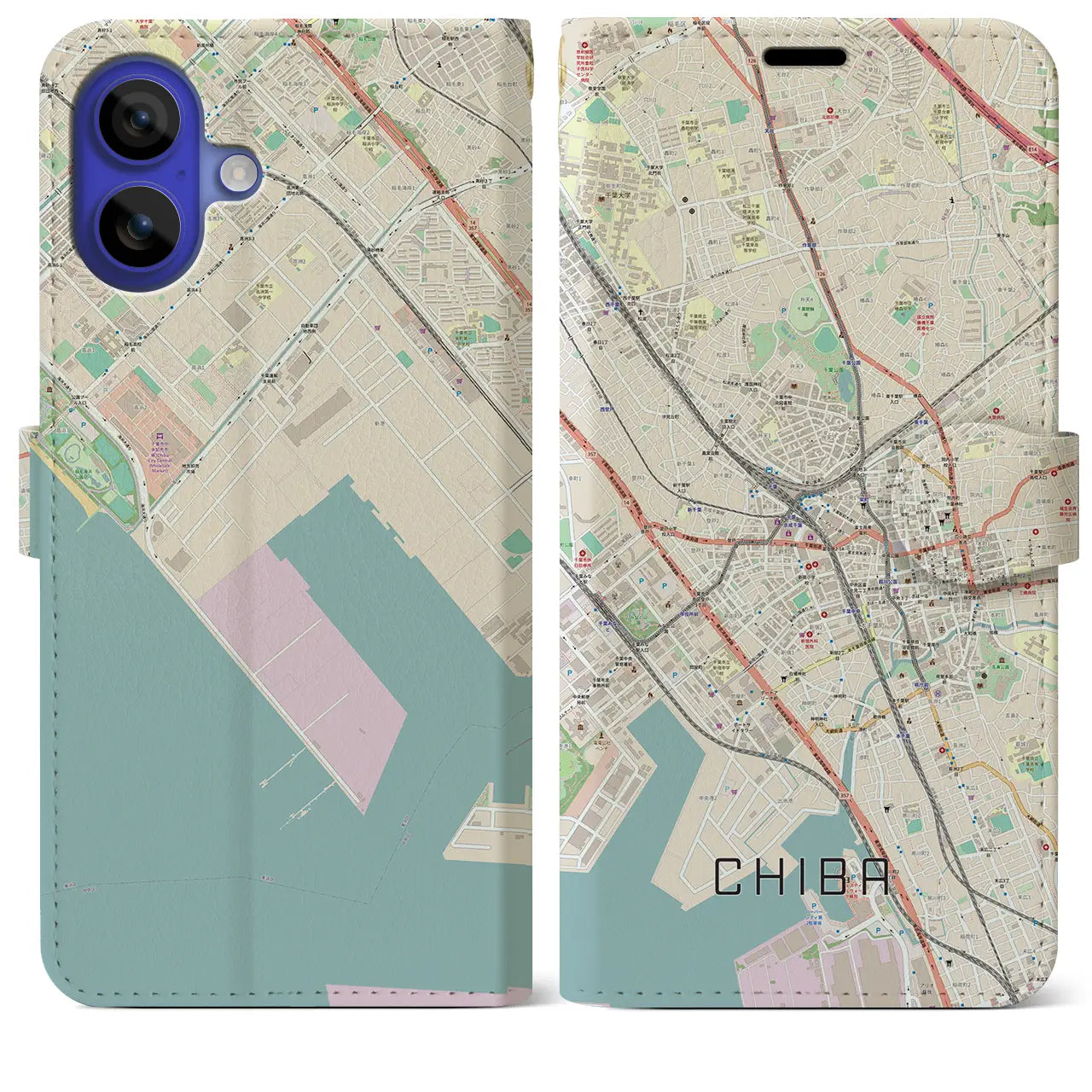 【千葉(千葉県)】地図柄iPhoneケース(手帳タイプ)ナチュラル・iPhone 16 Pro Max 用