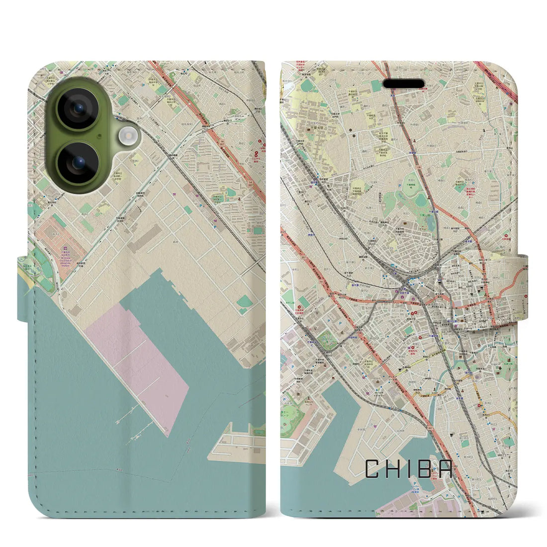 【千葉(千葉県)】地図柄iPhoneケース(手帳タイプ)ナチュラル・iPhone 17 Pro Max 用