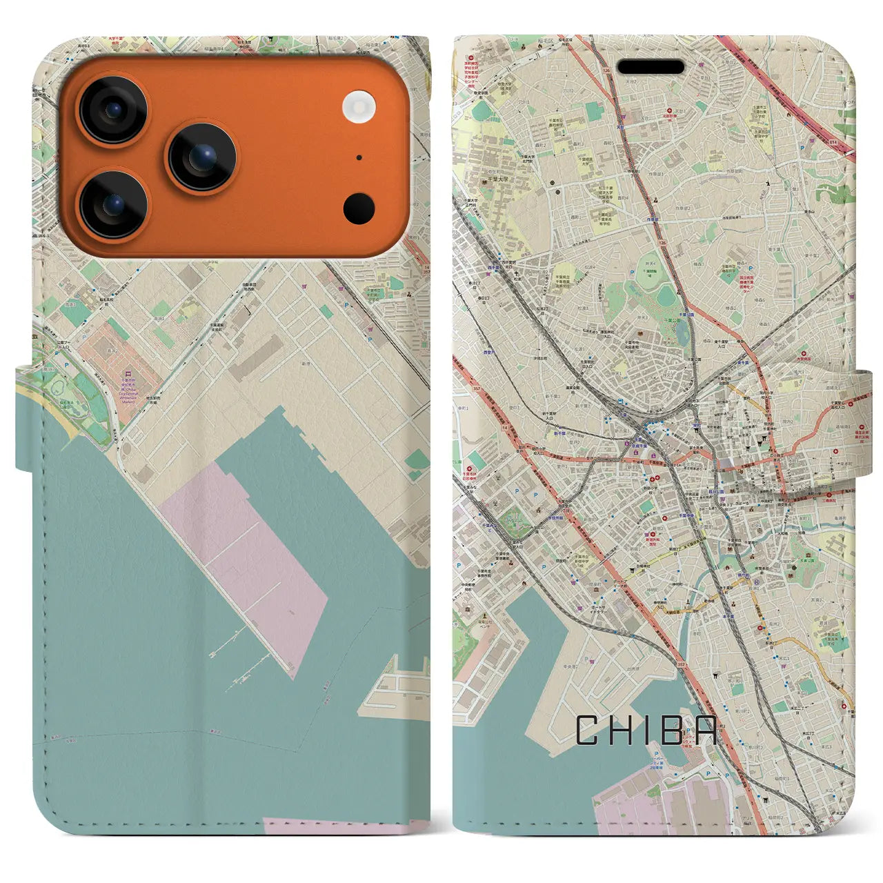 【千葉(千葉県)】地図柄iPhoneケース(手帳タイプ)