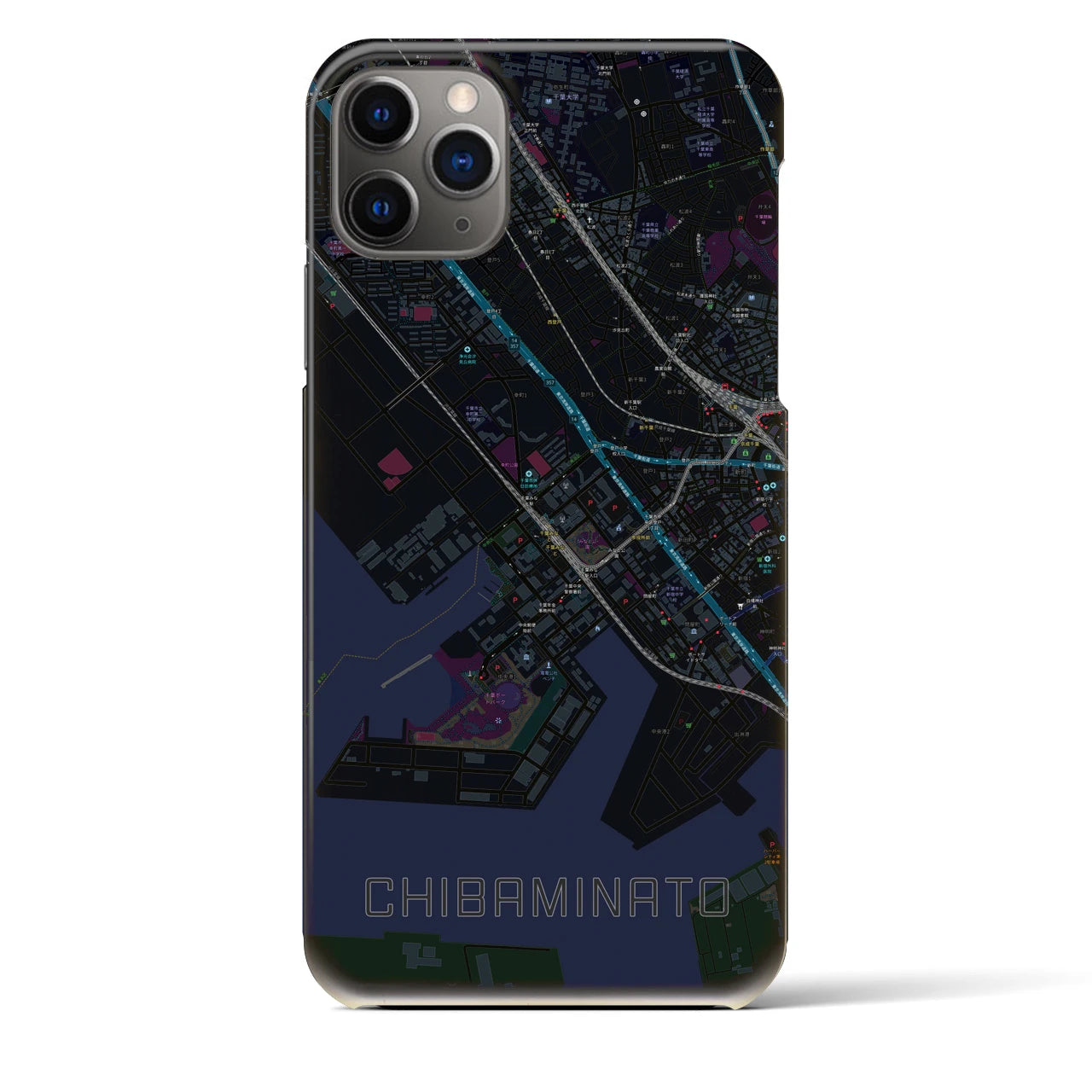 【千葉みなと(千葉県)】地図柄iPhoneケース(バックカバータイプ)