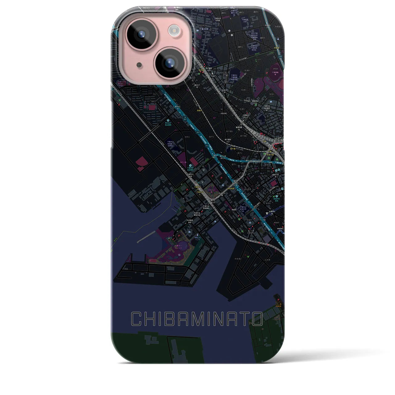 【千葉みなと(千葉県)】地図柄iPhoneケース(バックカバータイプ)
