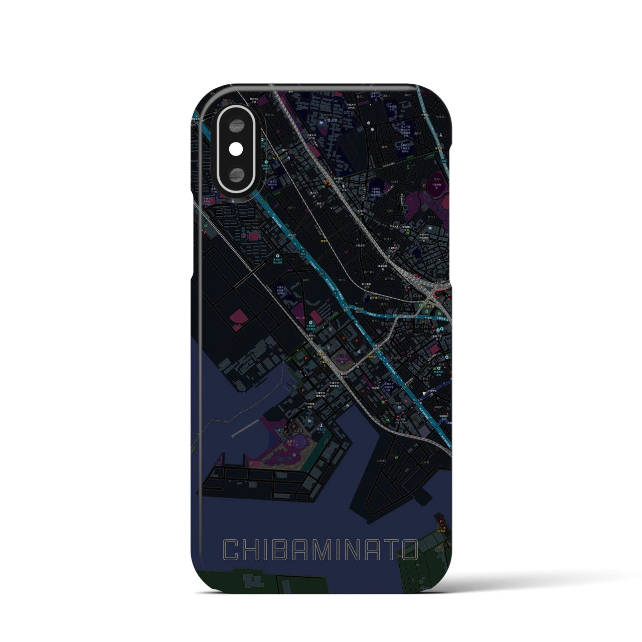 【千葉みなと(千葉県)】地図柄iPhoneケース(バックカバータイプ)