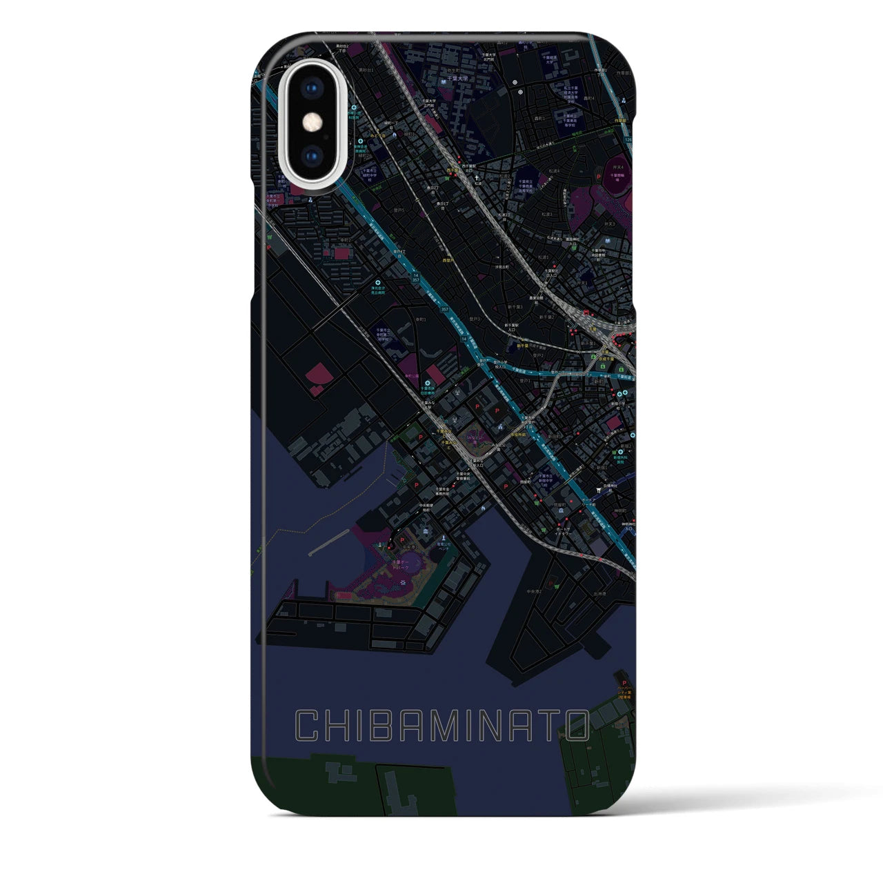 【千葉みなと(千葉県)】地図柄iPhoneケース(バックカバータイプ)