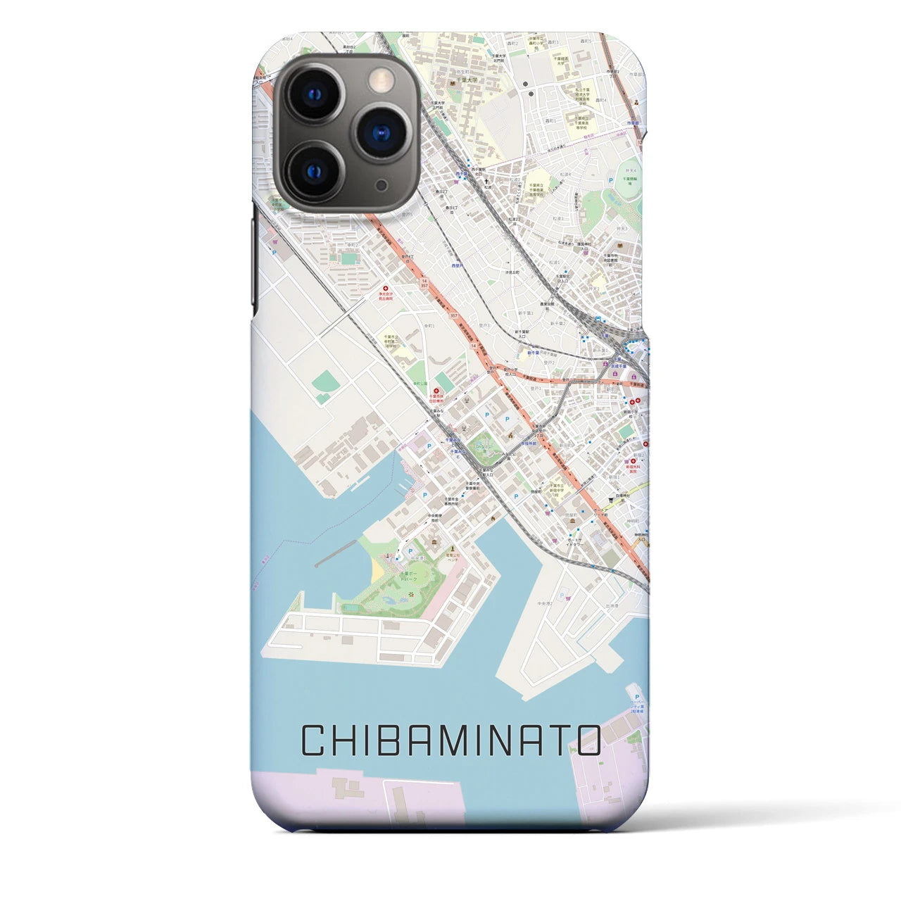【千葉みなと(千葉県)】地図柄iPhoneケース(バックカバータイプ)