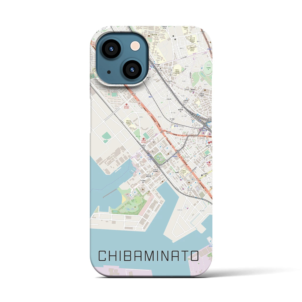 【千葉みなと(千葉県)】地図柄iPhoneケース(バックカバータイプ)